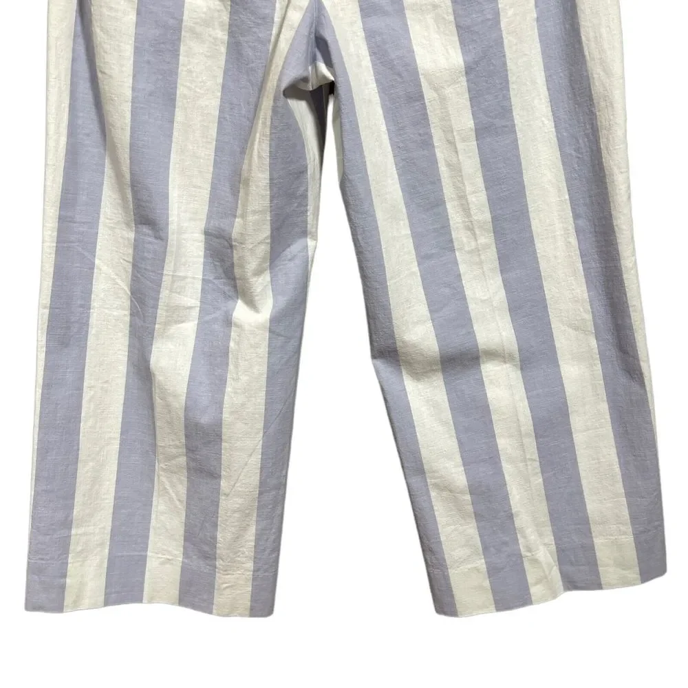 Banana Republic Womens Pants Size 8 Wide Leg Crop Striped Blue Ivory Stretch NEW - Picture 7 of 10